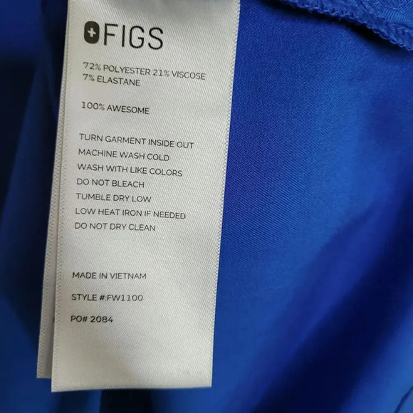 FIGS Technical Collection Blue Casma Three-Pocket Scrub Top Style FW1100 Women's - Picture 5 of 8